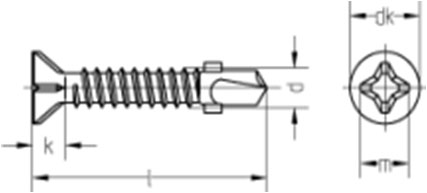 ISO 15482 : Cross Recessed Countersunk Head Self Drilling Screws Type P