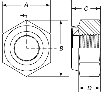 ASME B18.16.6 Style NTU Nylon Insert Locknut Dimensions